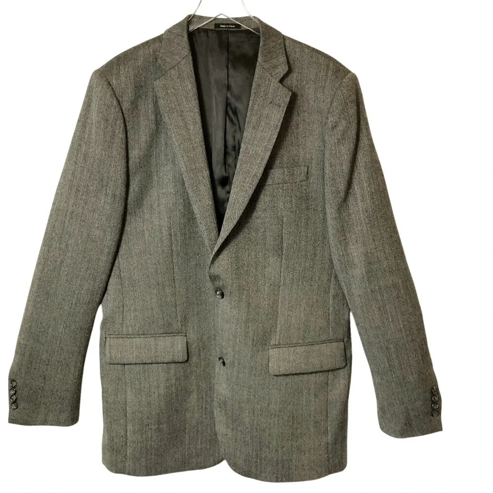 Joseph & Feiss Gold Luxury Wool Gray Houndstooth‎ Jacket Blazer Sport Coat 42XL